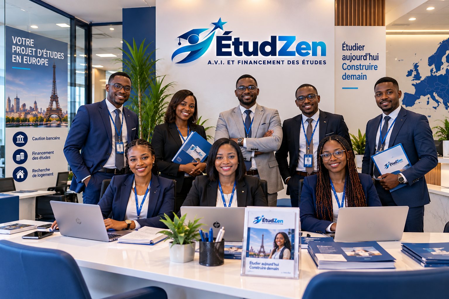 L'équipe de conseillers ÉtudZen dans l'agence de Douala